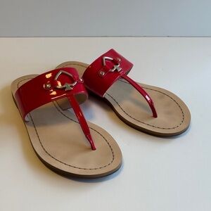 Kate Spade New York Cassia Thong Sandals Red Patent Leather Size 6